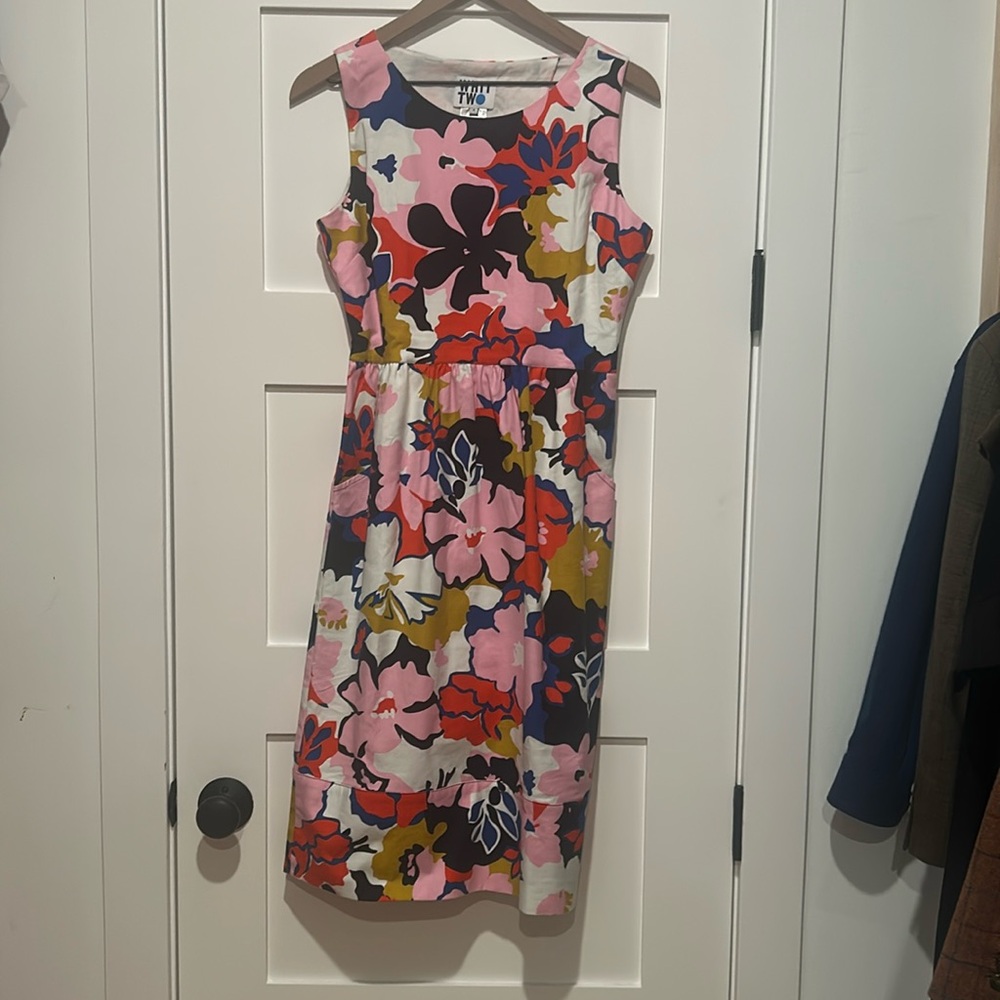 Anthro | Whit Two Petalprint Cross-Back Dress